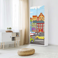 Möbelfolie IKEA City Life - IKEA Pax Schrank 236 cm Höhe - 2 Türen - Kinderzimmer
