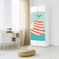 Möbelfolie IKEA Funny Wale - IKEA Pax Schrank 236 cm Höhe - 2 Türen - Kinderzimmer