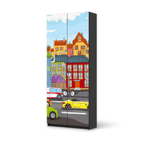Möbelfolie IKEA City Life - IKEA Pax Schrank 236 cm Höhe - 2 Türen - schwarz