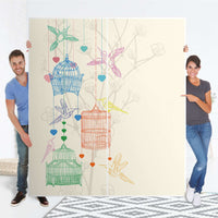 Möbelfolie IKEA Birdcage - IKEA Pax Schrank 236 cm Höhe - Schiebetür - Folie