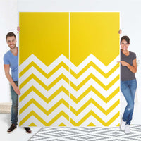Möbelfolie IKEA Gelbe Zacken - IKEA Pax Schrank 236 cm Höhe - Schiebetür - Folie