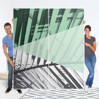Möbelfolie IKEA Palmen mint - IKEA Pax Schrank 236 cm Höhe - Schiebetür - Folie