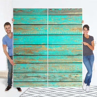 Möbelfolie IKEA Wooden Aqua - IKEA Pax Schrank 236 cm Höhe - Schiebetür - Folie