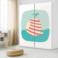 Möbelfolie IKEA Funny Wale - IKEA Pax Schrank 236 cm Höhe - Schiebetür - Kinderzimmer