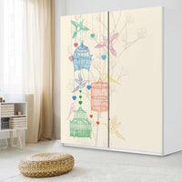 Möbelfolie IKEA Birdcage - IKEA Pax Schrank 236 cm Höhe - Schiebetür - Schlafzimmer