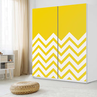 Möbelfolie IKEA Gelbe Zacken - IKEA Pax Schrank 236 cm Höhe - Schiebetür - Schlafzimmer