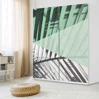 Möbelfolie IKEA Palmen mint - IKEA Pax Schrank 236 cm Höhe - Schiebetür - Schlafzimmer