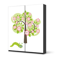 Möbelfolie IKEA Blooming Tree - IKEA Pax Schrank 236 cm Höhe - Schiebetür - schwarz
