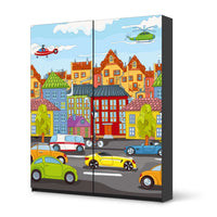 Möbelfolie IKEA City Life - IKEA Pax Schrank 236 cm Höhe - Schiebetür - schwarz