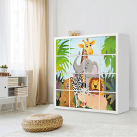 Möbelfolie Wild Animals - IKEA Kallax Regal 16 Türen - Kinderzimmer