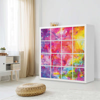 Möbelfolie Abstract Watercolor - IKEA Kallax Regal 16 Türen - Wohnzimmer