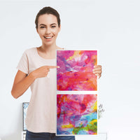 Möbelfolie Abstract Watercolor - IKEA Kallax Regal 2 Türen Hoch - Folie