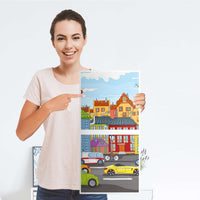 Möbelfolie City Life - IKEA Kallax Regal 2 Türen Hoch - Folie