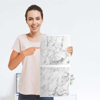 Möbelfolie Marmor weiß - IKEA Kallax Regal 2 Türen Hoch - Folie