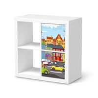 Möbelfolie City Life - IKEA Kallax Regal 2 Türen Hoch - weiss