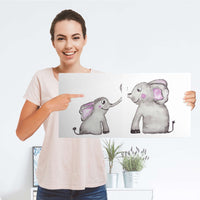 Möbelfolie Elefanten - IKEA Kallax Regal 2 Türen Quer - Folie