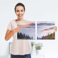 Möbelfolie Herbstwald - IKEA Kallax Regal 2 Türen Quer - Folie