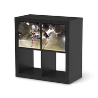 Möbelfolie Soccer - IKEA Kallax Regal 2 Türen Quer - schwarz