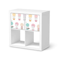 Möbelfolie Flying Animals - IKEA Kallax Regal 2 Türen Quer - weiss