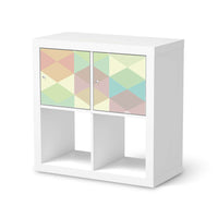 Möbelfolie Melitta Pastell Geometrie - IKEA Kallax Regal 2 Türen Quer - weiss