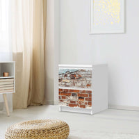 Möbelfolie Backstein - IKEA Malm Kommode 2 Schubladen - Schlafzimmer