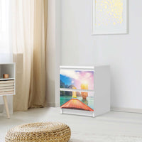 Möbelfolie Blue Water Lagoon - IKEA Malm Kommode 2 Schubladen - Schlafzimmer