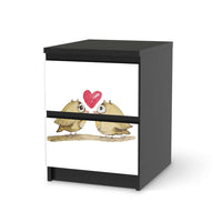 Möbelfolie 2 kleine Eulen - IKEA Malm Kommode 2 Schubladen - schwarz