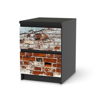Möbelfolie Backstein - IKEA Malm Kommode 2 Schubladen - schwarz