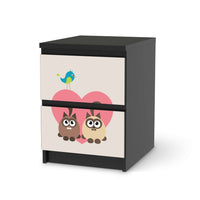 Möbelfolie Cats Heart - IKEA Malm Kommode 2 Schubladen - schwarz