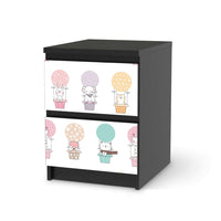 Möbelfolie Flying Animals - IKEA Malm Kommode 2 Schubladen - schwarz