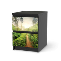 Möbelfolie Green Tea Fields - IKEA Malm Kommode 2 Schubladen - schwarz