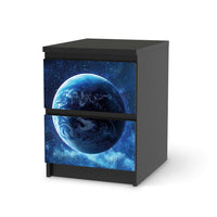Möbelfolie Planet Blue - IKEA Malm Kommode 2 Schubladen - schwarz