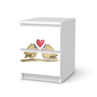 Möbelfolie 2 kleine Eulen - IKEA Malm Kommode 2 Schubladen - weiss