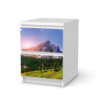 Möbelfolie Alpenblick - IKEA Malm Kommode 2 Schubladen - weiss
