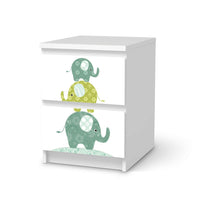 Möbelfolie Elephants - IKEA Malm Kommode 2 Schubladen - weiss