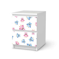 Möbelfolie Eulenparty - IKEA Malm Kommode 2 Schubladen - weiss