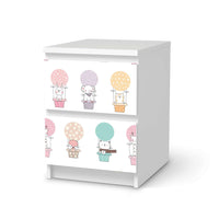 Möbelfolie Flying Animals - IKEA Malm Kommode 2 Schubladen - weiss