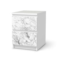 Möbelfolie Marmor weiß - IKEA Malm Kommode 2 Schubladen - weiss