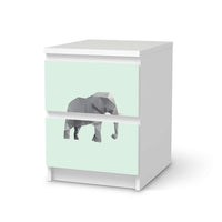 Möbelfolie Origami Elephant - IKEA Malm Kommode 2 Schubladen - weiss