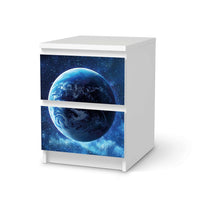 Möbelfolie Planet Blue - IKEA Malm Kommode 2 Schubladen - weiss