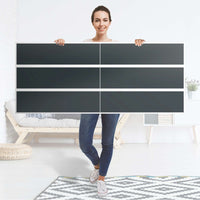 Möbelfolie Blaugrau Dark - IKEA Malm Kommode 6 Schubladen (breit) - Folie