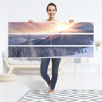 Möbelfolie Zauberhafte Winterlandschaft - IKEA Malm Kommode 6 Schubladen (breit) - Folie