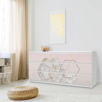 Möbelfolie Hexagon - IKEA Malm Kommode 6 Schubladen (breit) - Schlafzimmer