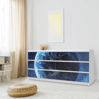Möbelfolie Planet Blue - IKEA Malm Kommode 6 Schubladen (breit) - Schlafzimmer