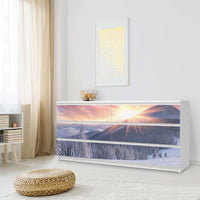 Möbelfolie Zauberhafte Winterlandschaft - IKEA Malm Kommode 6 Schubladen (breit) - Schlafzimmer