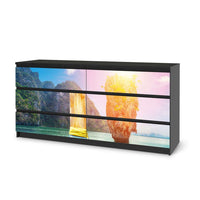 Möbelfolie Blue Water Lagoon - IKEA Malm Kommode 6 Schubladen (breit) - schwarz