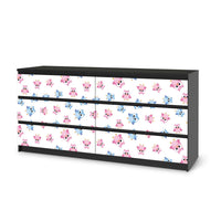 Möbelfolie Eulenparty - IKEA Malm Kommode 6 Schubladen (breit) - schwarz