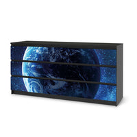 Möbelfolie Planet Blue - IKEA Malm Kommode 6 Schubladen (breit) - schwarz