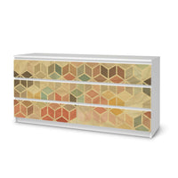 Möbelfolie 3D Retro - IKEA Malm Kommode 6 Schubladen (breit) - weiss