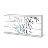 Möbelfolie Bamboo 1 - IKEA Malm Kommode 6 Schubladen (breit) - weiss